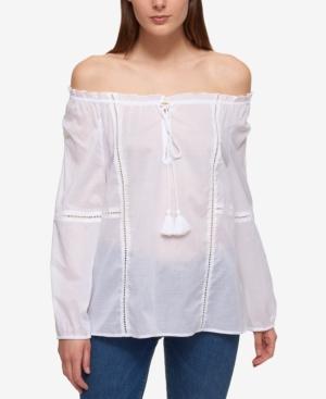 Tommy Hilfiger Cotton Sheer Off-the-shoulder Top, Only At Macy's