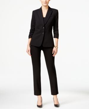 Tahari Asl Two-button Ruched-sleeve Pantsuit