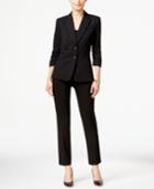 Tahari Asl Two-button Ruched-sleeve Pantsuit