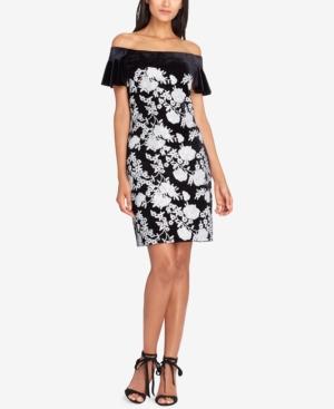 Tahari Asl Sequined Velvet Off-the-shoulder Dress