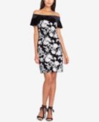 Tahari Asl Sequined Velvet Off-the-shoulder Dress