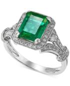 Brasilica By Effy Emerald (2-1/5 Ct. T.w.) And Diamond (1/3 Ct. T.w.) Ring In 14k White Gold, Created For Macy's