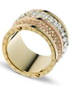 Michael Kors Gold-tone Pave And Stone Barrel Ring