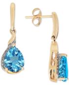 Blue Topaz(2-3/8 Ct. T.w.) & Diamond Accent Drop Earrings In 14k Gold