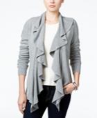 Karen Scott Petite Luxsoft Ruffled Open-front Cardigan, Only At Macy's