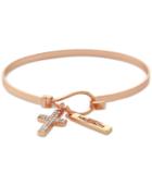 Bcbgeneration Rose Gold-tone Crystal Cross Charm Bracelet