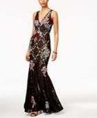 Betsy & Adam Embroidered Lace Mermaid Gown