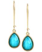 M. Haskell For Inc Gold-tone Framed Teardrop Stone Drop Earrings, Only At Macy's