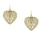 2028 Gold-tone Puffed Filigree Heart Earrings