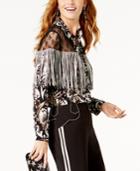 Anna Sui X Inc International Concepts Lace-yoke Fringed Western Shirt, Created For Macy's