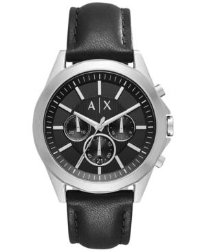 Ax Armani Exchange Men's Chronograph Black Leather Strap Watch 44mm Ax2604