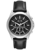 Ax Armani Exchange Men's Chronograph Black Leather Strap Watch 44mm Ax2604