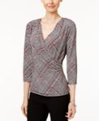 Charter Club Petite Plaid Faux-wrap Top, Only At Macy's