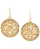 Hint Of Gold Crystal Filigree Drop Earrings In 14k Gold-plated Brass