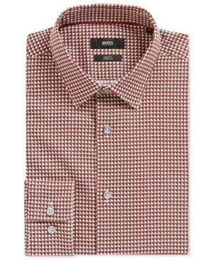 Boss Men's Slim-fit Geometric Stretch Sport Shirt
