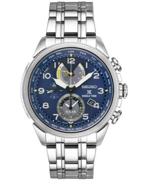 Seiko Men's Solar Chronograph Prospex World Time Stainless Steel Bracelet Watch 42mm Ssc507