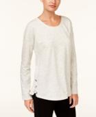Style & Co Lace-up Sweatshirt, Created For Macy's