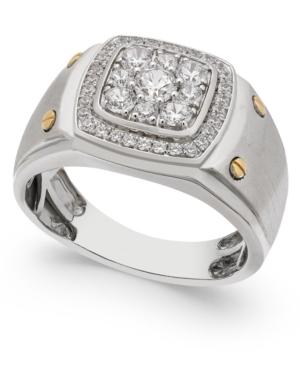 Men's Diamond Cluster Ring (1 Ct. T.w.) In 10k White Gold And 10k Gold