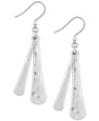 Lucky Brand Silver-tone Hammered Linear Drop Earrings