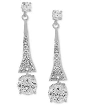 Carolee Earrings, Silver-tone Cubic Zirconia Linear Drop Earrings (9-3/4 Ct. T.w.)