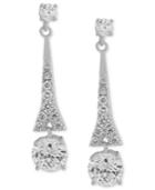 Carolee Earrings, Silver-tone Cubic Zirconia Linear Drop Earrings (9-3/4 Ct. T.w.)