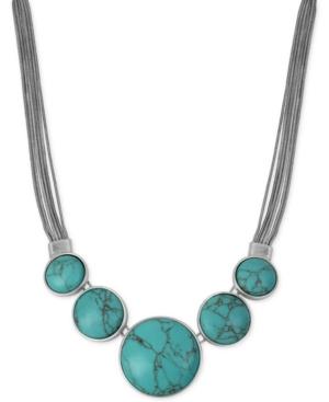 Kenneth Cole New York Silver-tone Large Stone Statement Necklace