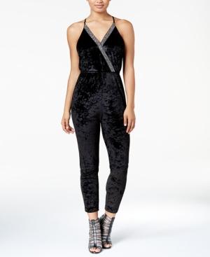 Xoxo Juniors' Crushed Velvet Embellished Jumpsuit