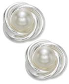 Giani Bernini Sterling Silver Earrings, Cultured Freshwater Pearl Love Knot Stud Earrings