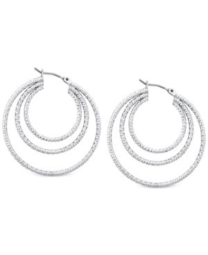 Guess Silver-tone Triple Hoop Earrings