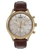 Boss Hugo Boss Men's Chronograph Companion Brown Leather Strap Watch 42mm