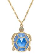 Kate Spade New York Gold-tone Glass Stone Turtle Locket Pendant Necklace