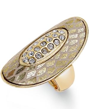 Thalia Sodi Gold-tone Metallic Snake Print Crystal Ring