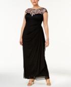 Xscape Plus Size Embroidered Ruched Sweetheart Gown