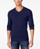 Alfani Men's V-neck Heathered Long-sleeve Sweater, Regular Fit, Only At Macy's