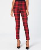 Almost Famous Juniors' Plaid Ponte-knit Ankle Pants