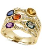 Effy Watercolors Multi-sapphire (1-7/8 Ct. T.w.) And Diamond (1/3 Ct. T.w.) Statement Ring In 14k Gold