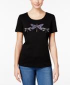 Karen Scott Embellished Dragonfly Graphic T-shirt, Only At Macy's