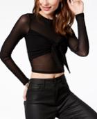 Material Girl Juniors' Sheer Tie-front Crop Top, Created For Macy's