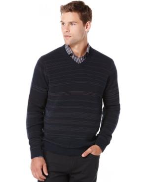 Perry Ellis Striped V-neck Sweater