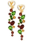 Sis By Simone I Smith Pave Heart And Multi-color Crystal Drop Earrings In 14k Gold Over Sterling Silver