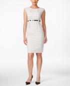 Calvin Klein Petite Belted Cap-sleeve Sheath Dress