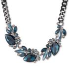 Givenchy Hematite-tone Clear & Blue Crystal Statement Necklace