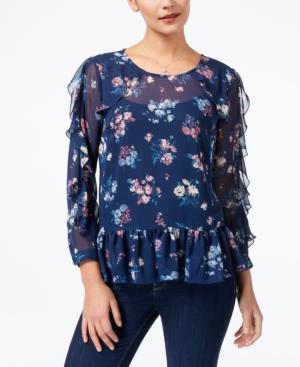 Style & Co Ruffled Sleeve Chiffon Top, Created For Macy's
