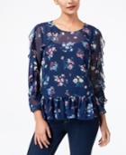 Style & Co Ruffled Sleeve Chiffon Top, Created For Macy's