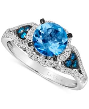 Le Vian Blue Topaz (1-1/5 Ct. T.w.) And Diamond (3/8 Ct. T.w.) Ring In 14k White Gold