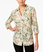 Ny Collection Floral-print Utility Shirt
