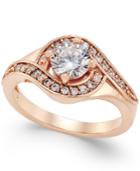 Charter Club Rose Gold-tone Crystal Solitaire Twist Ring, Created For Macy's