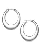 Sterling Silver Earrings, Medium Oval Flat Hoop Earrings
