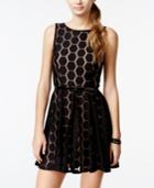 As You Wish Juniors' Honeycomb Belted Fit & Flare Dress