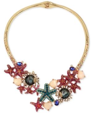 Betsey Johnson Gold-tone Crystal And Stone Starfish Hinged Collar Necklace